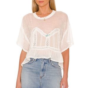 Free People Fall In Love Tee Ivory XL NWT